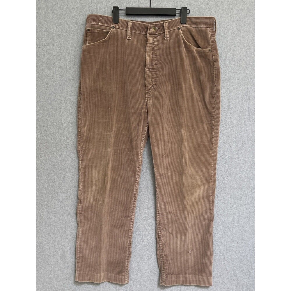 Vintage Wrangler Mens Pants 40x28 Brown Corduroy Straight Leg USA 80s 90s Grunge